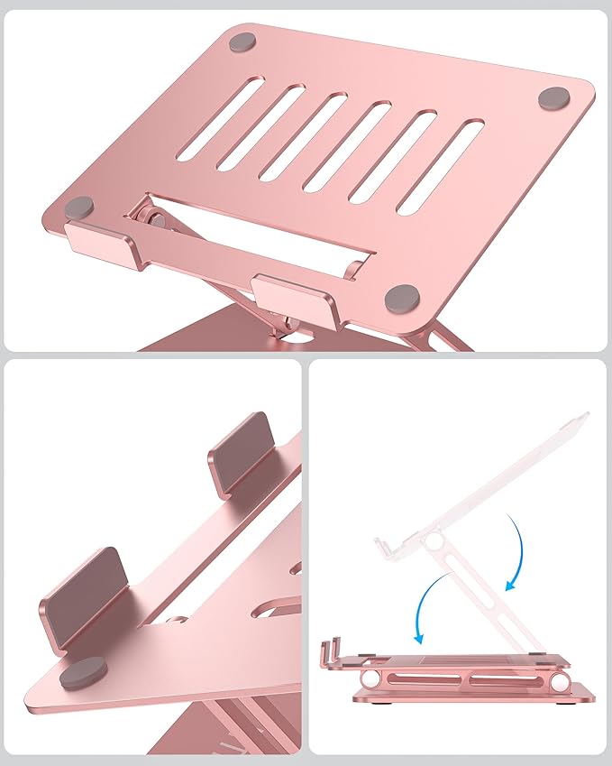 Adjustable Laptop Stand, Ergonomic Computer Stand for Desk, Aluminum Ventilated Colling Printer Stand Compatible with MacBook Pro Air, HP, 10-15.6" All Laptops