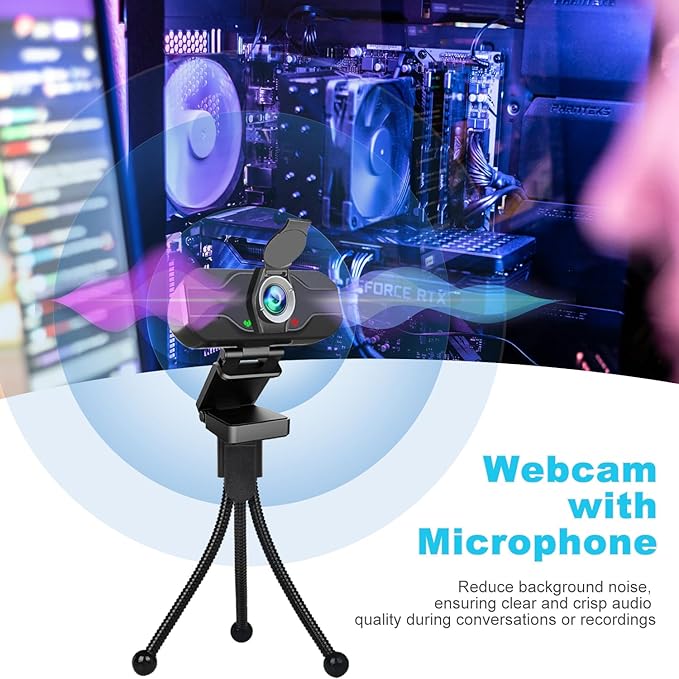 USB C Camera 1080p Webcam with Microphone/Tripod/Cover,Auto Light Correction, Web Camera Desktop Computer, Plug & Play Pro Webcam for PC, Laptop,Computer,Mac,Zoom/Teams/Skype/Twitch Streaming