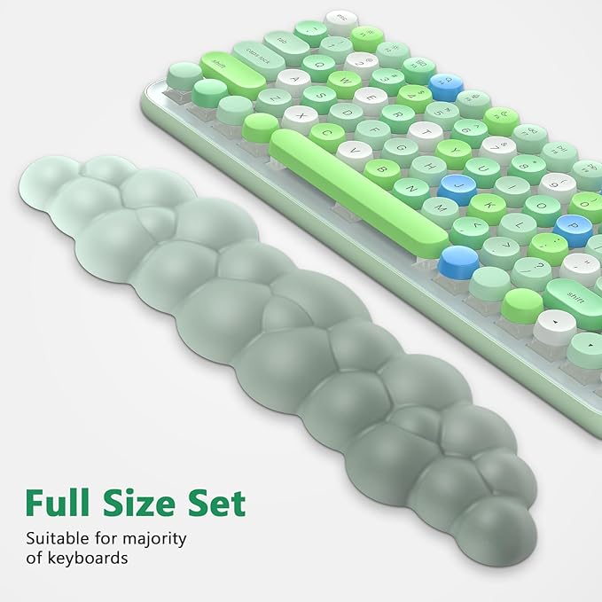 AKIT Bubble Massage Ergonomic Mouse Pad with Wrist Rest for Computer Keyboard Cloud Wrist Rest Keyboard Pad and Cute Mouse Pad with Wrist Support, Soft Green Mousepad Gaming Mouse Pads for Desk Office