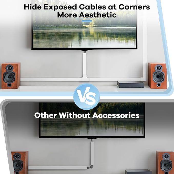 Cord Covers for Wires on Wall Extra-Long, 13.12ft TV Cord Hider Kit, Paintable Cable Management Concealer, TV Wire Hider for Wall, White Cable Raceway Channel, 4 x L39in x W0.95in x H0.55in
