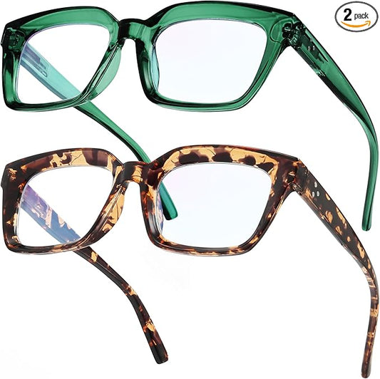 IBOANN Oversized Blue Light Glasses for Woman, Funky Fashion Glasses With Preppy Look, Reduce Screen Fatigue Computer Glasses