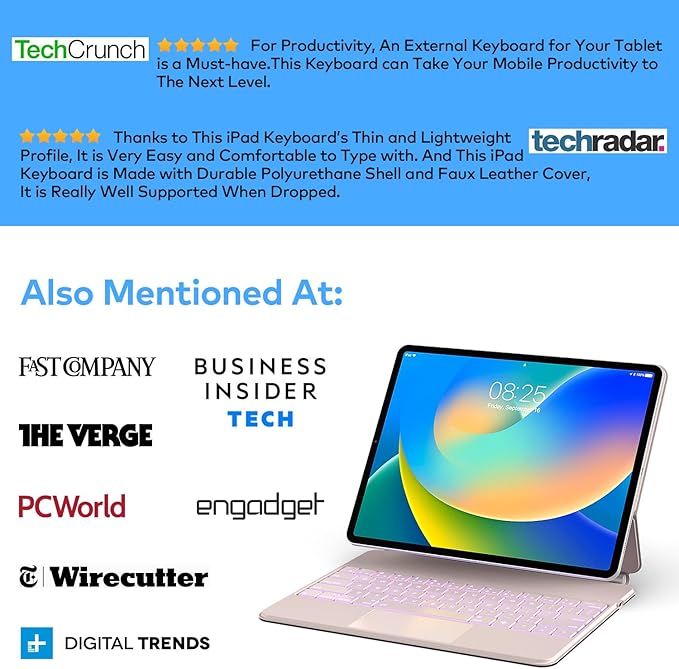 Keyboard Case for iPad Air 13 (M3 2025 / M2 2024) and iPad Pro 12.9 inch 6th / 5th / 4th / 3rd Generation – Magic-Style Magnetic Keyboard Case with Multi-Touch Trackpad – Floating Cantilever Stand