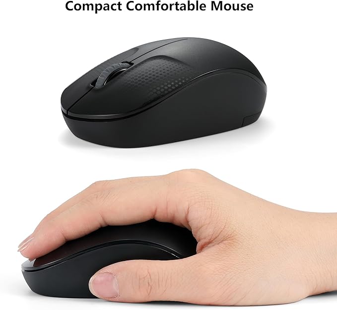 Wireless Keyboard and Mouse Combo for Windows, 2.4G Full-Sized External Cordless Computer Keyboard Mouse Combo for Laptop PC Desktop Chrome Mac, Number Pad 1600 DPI Silent Mouse USB Receiver (Black)