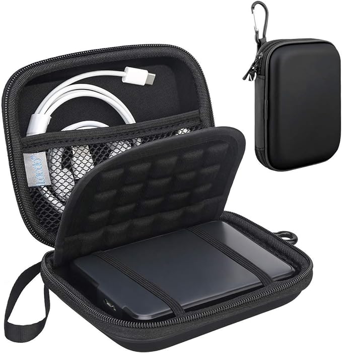 Lacdo Hard Drive Carrying Case for Western Digital WD Elements/WD My Passport/My Passport Ultra Portable External Hard Drive HDD 1TB 2TB 4TB 5TB 6TB USB 3.0 Protective Storage Travel Bag, Full Black