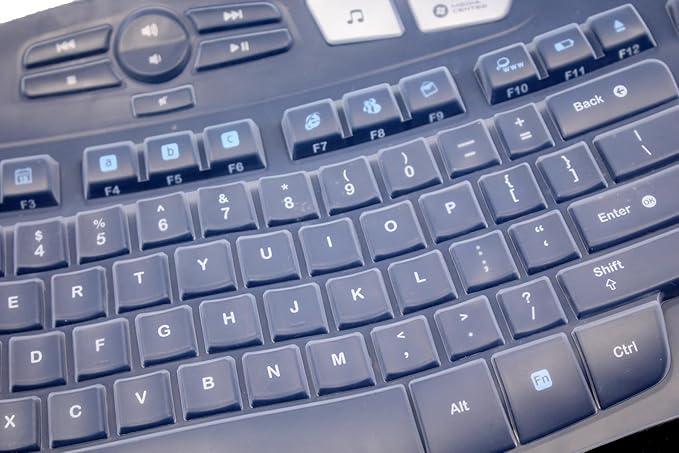 Silicone Keyboard Skin Cover Compatible for Logitech K350 MK550 MK570 Wireless Wave Keyboard, Logitech K350 MK550 MK570 Keyboard Skin (Clear)