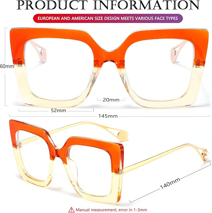 AIEYEZO Oversized Blue Light Glasses for Women, Anti Fatigue Prevent Headache Computer Eyeglasses