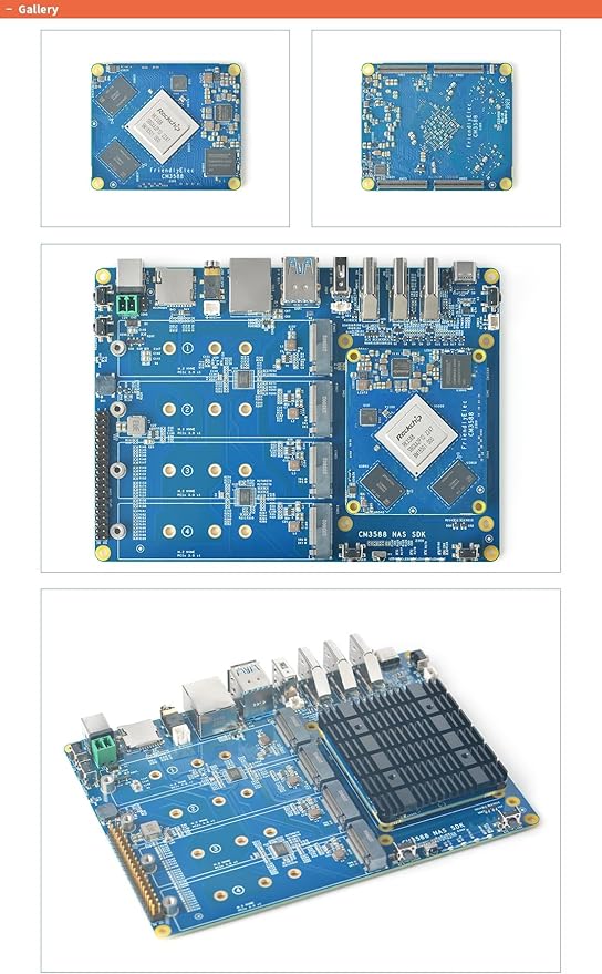 WayPonEV CM3588 NAS Network Storage CPU Module, 4/8/16/32GB RAM, up to 256GB eMMC, 8-core Rockchip RK3588 Chip – 6.0TOPS NPU for Cloud Server, Laptop Alternatives and AI Deep Learning (Carrier Board)