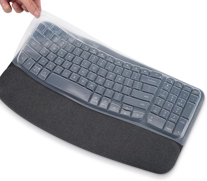 Keyboard Cover Skin for Logitech Wave Keys MK670 Combo Keyboard Skin, Logitech Wave Keys Wireless Ergonomic Keyboard Cover Protector Skin, Logitech Wave Keys Accessories, Clear
