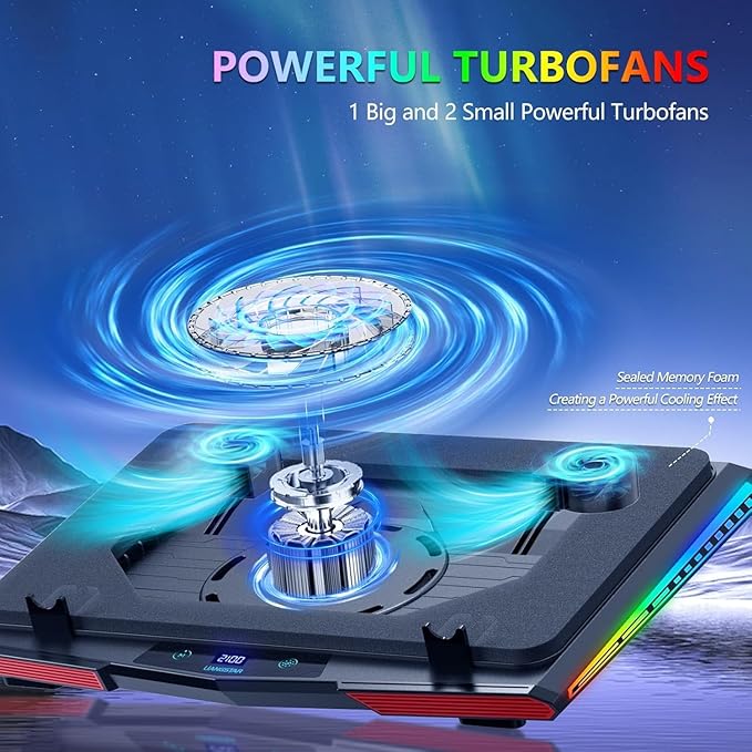 Cooling Pad for Asus ROG M16 M15 Zephyrus Strix G16 G14 G15 G17 TUF Series Gaming Laptop,It is a Heat Dissipation Monster with Powerful Turbo Fan Can Fast Cooling,RGB Light Mode