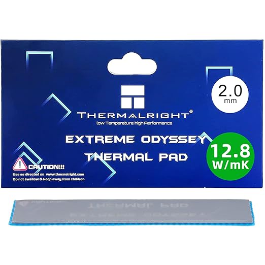 Thermalright Thermal Pad 2mm 12.8 W/mK, 120x20x2mm, Non Conductive Highly Efficient Heat Resistance, Odyssey Silicone Thermal Pads for PC PS5 PS4 Laptop Heatsink GPU/CPU/SSD/IC/VRAM/LED Cooler