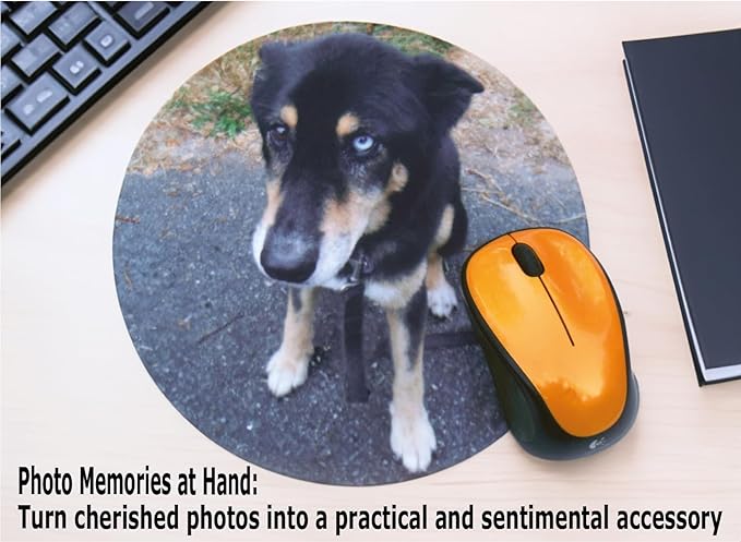 Personalized Mouse Pad - Add Pictures, Text, Logo or Art Design and Make Your Own Customized Mousepad. Each Custom Mouse Mat Comes in a Colorful Gift Bag. Personalized Your Gaming Mousepad (Round)