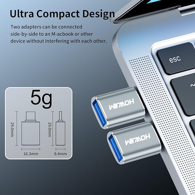 USB C to USB Adapter 4 Pack,100W Fast Charging 10Gbps Data Transfer,Type-C Male to USB 3.2 Female OTG Adapter for M-acBook Pro/Air,Phone 15 16 17,Pad,G-alaxy,X-peria,S-urfaceBook,D-ell XPS Gray