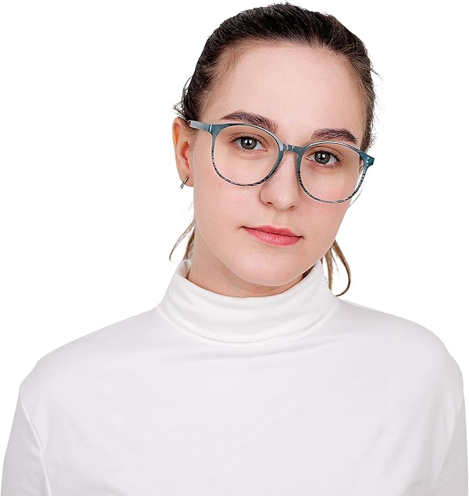 LifeArt Round Blue Light Blocking Glasses, Computer Glasses, Gaming Glasses, TV Glasses for Women Men (Striped Blue, No Magnification)