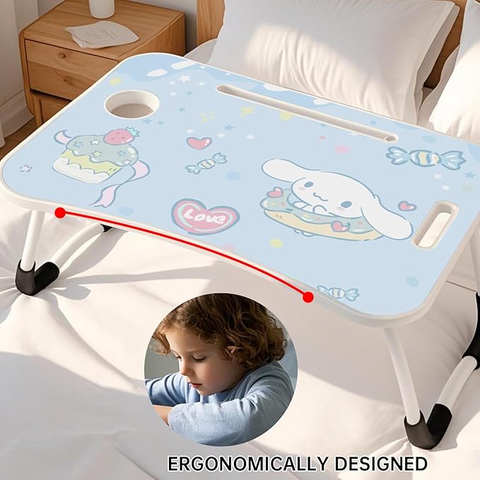 Laptop Desk Foldable Kawaii Bed Desk Table Cute Folding Breakfast Tray Portable Lap Standing Desk Notebook Stand Reading Holder for Bed/Couch/Sofa/Floor (Blue)