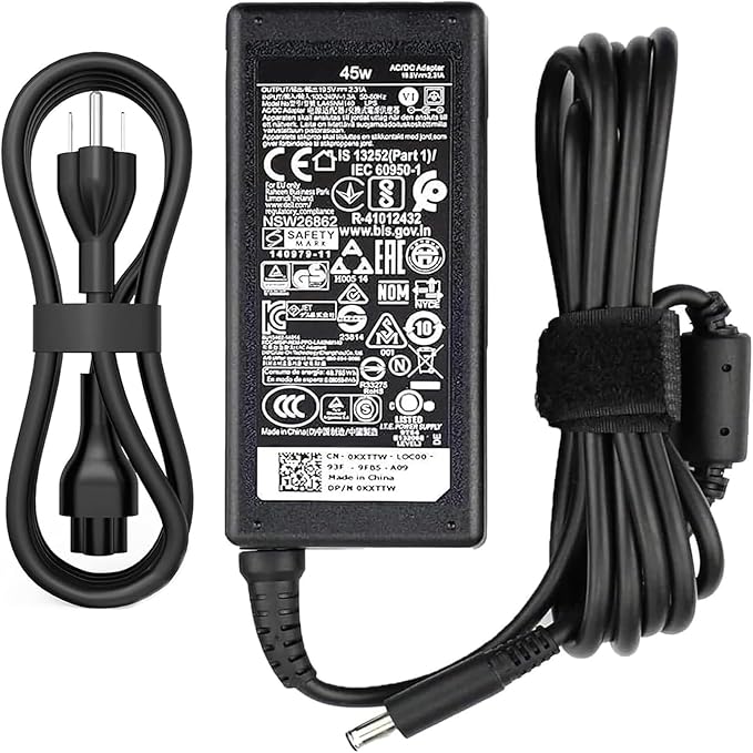 45W (4.5 * 3.0 mm Jack 19.5V 2.31A) AC Charger Fit for DELL Inspiron 11/13/14/15/17 3000 5000 7000 Series(3583 3593 5570) Latitude E5450 XPS 13-45 Watt AC 2-in-1 Computer Power Adapter Cord