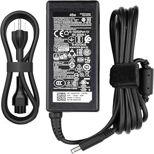 45W (4.5 * 3.0 mm Jack 19.5V 2.31A) AC Charger Fit for DELL Inspiron 11/13/14/15/17 3000 5000 7000 Series(3583 3593 5570) Latitude E5450 XPS 13-45 Watt AC 2-in-1 Computer Power Adapter Cord
