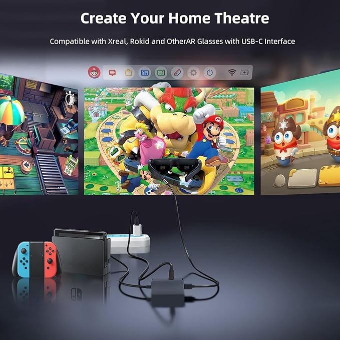 HDMI to USB C Adapter, 4K@60Hz Portable Monitor, AR Glasses XREA 0ne、Air 2 Pro/VTURE Pro/RayN0 Air 2s, HDMI Male(Source) to USB C Female(Display) Laptop,Switch,ROG Ally,Steam Deck