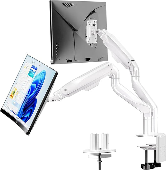 BIZUM Dual Monitor Stand for 17″-42", Heavy Duty Ultrawide Monitor Arm Dual-Monitor Mount VESA Mount with Clamp/Grommet Base, Holds 33.1lbs per Arm, White