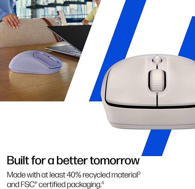 HP 400 Quiet Wireless Mouse, Dual Bluetooth & 2.4GHz, Soft Silicone, Quiet Clicks, Microsoft Wheel, 24-Month Battery, 6000 DPI, Ambidextrous, Eco-Friendly Design, Multi-OS, Maple