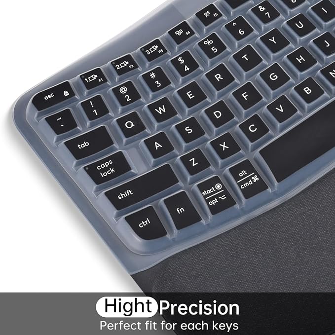 Keyboard Cover for Logitech Wave Keys MK670 Combo Keyboard Skin, Logitech Wave Keys Wireless Ergonomic Keyboard Cover Protector Skin Accessories, Black