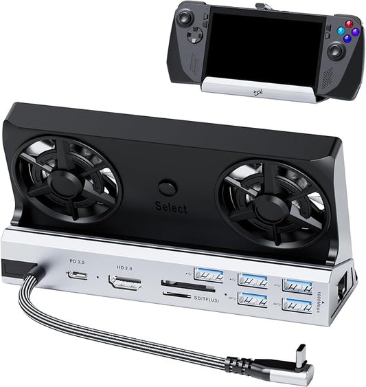 Dual Cooling Fans 13 in 1 Steam Deck Docking Station with 4K@60Hz 5 USB Ports,1000Mbps,SD/TF Slot,USB-C 100W PD, 40Gbps Adapter for Steam Deck/Rog Ally/Switch/Legion Go