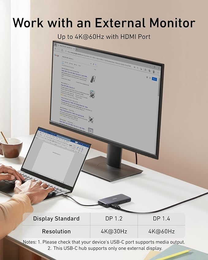 Anker USB C Hub with Ethernet, 8-in-1 Multiport Ethernet Adapter with 4K 60Hz HDMI Port, 85W Power Delivery, 10Gbps USB C and 2 A Data Ports, microSD SD Card Reader, for MacBook Pro/XPS/iPad and More