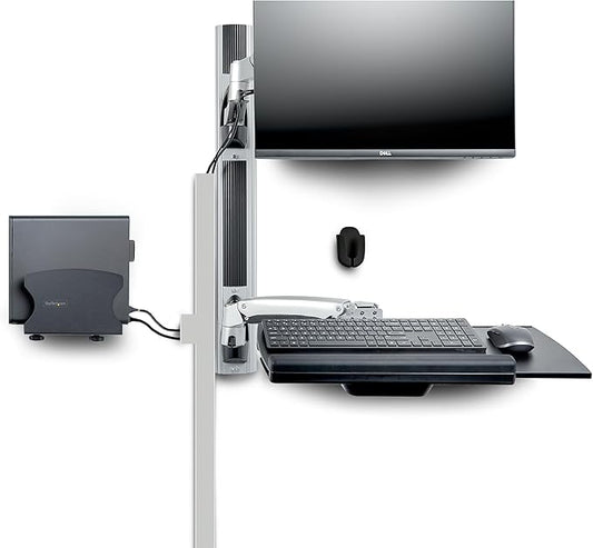 StarTech.com Wall Mount Workstation, VESA Mount for 32" Monitor (22lb/10kg), Fully Articulating Monitor Mount & Keyboard Tray, TAA