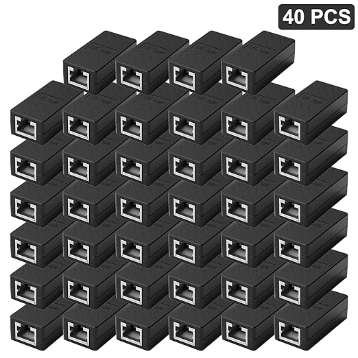 40 PCS Gigabit RJ45 Coupler, Ethernet Extender Connector in Line Coupler for Cat8/Cat7/Cat6/Cat5e/Cat5 Ethernet Cable Extender Adapter Female to Female (Black)