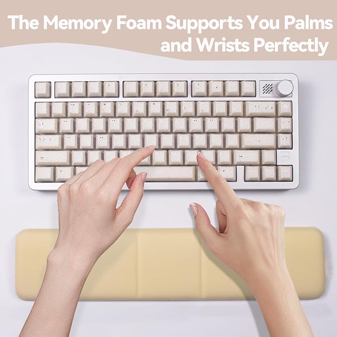 Memory Foam Keyboard Wrist Rest - Ergonomic Support for Laptop & Mac, Comfortable Wrist Pad for Pain Relief, Non-Slip Base, Typing & Gaming Cushion for Office, Home, 60% 75% 87 Key Keyboard Support