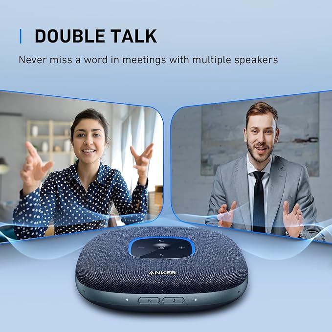 Anker PowerConf S3 Speakerphone with 6 Mics, Enhanced Voice Pickup, 24H Call Time, App Control, Bluetooth 5, USB C, Conference Speaker Compatible with Leading Platforms, Home Office