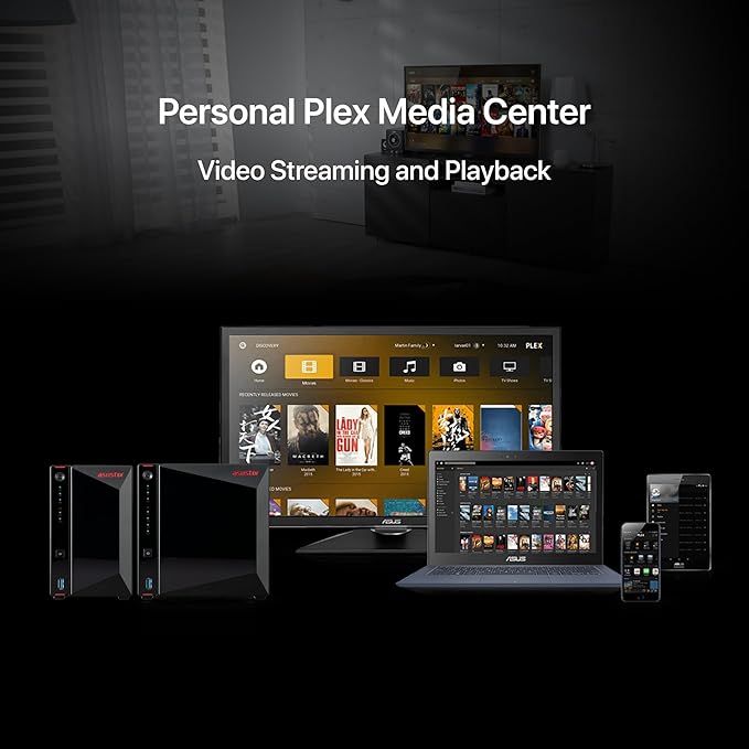 Asustor AS5402T, 2 Bay NAS, Intel Quad-Core 2.0GHz CPU, 4X M.2 NVMe SSD Slots, 2x2.5GbE Ports, 4GB DDR4 RAM, Cloud Storage for Gaming and Live Stream, Network Attached Storage(Diskless)