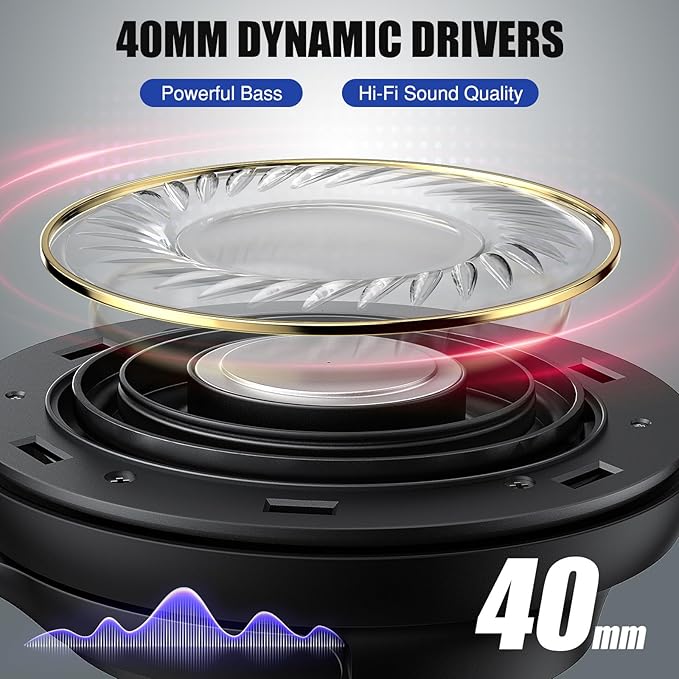 ANC Wireless Headphones with Case, Active Noise Canceling Over Ear Bluetooth Headset with Mic, Deep Bass Lightweight Cordless Headphone for iPhone 17 Air 16 Pro Max S26 S25 Travel Home Office TV