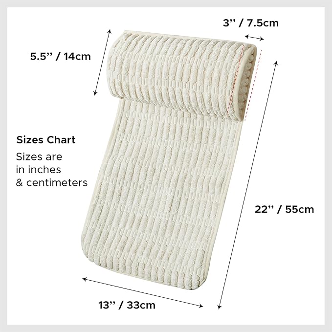 WdFour Headrest Memory Pillow, Support Cushions for Neck, Back or Leg for Sofas, Recliners, Office Chairs, Massage Chairs for Neck Pain Relief and Cervical Support. (Cream, 13" Wx5.5 Hx3 D, 1PC)