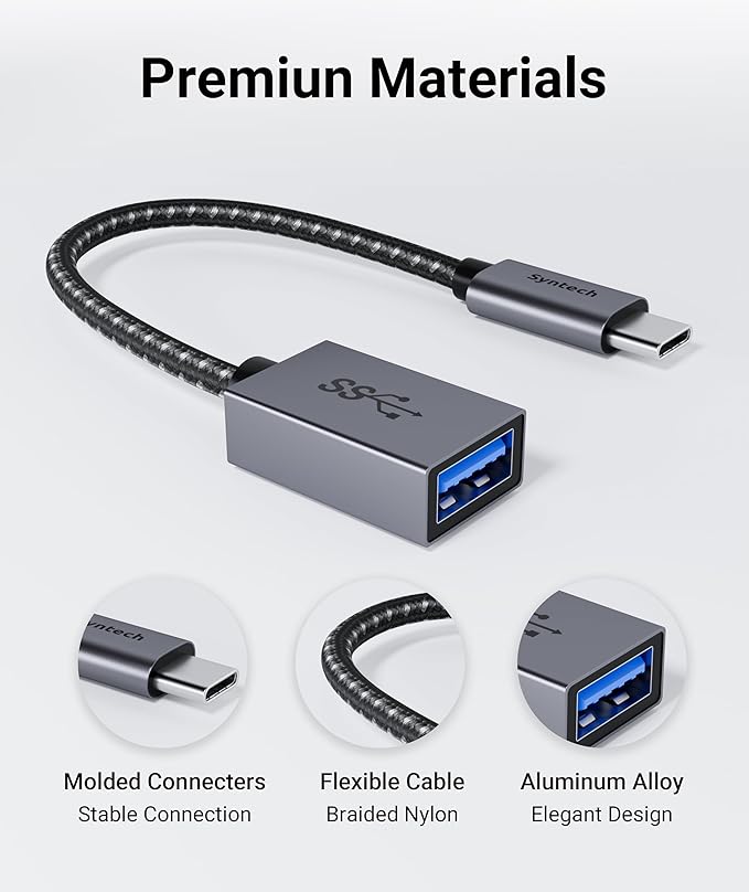 Syntech USB C to USB Adapter, 2 Pack USB C to USB 3, 10Gbps Type C, Thunderbolt 3 to USB Female Adapter OTG Cable Compatible with iPhone 17/16/15 Pro Max, iPad mini 6, MacBook Pro/Air/Neo, Space Gray