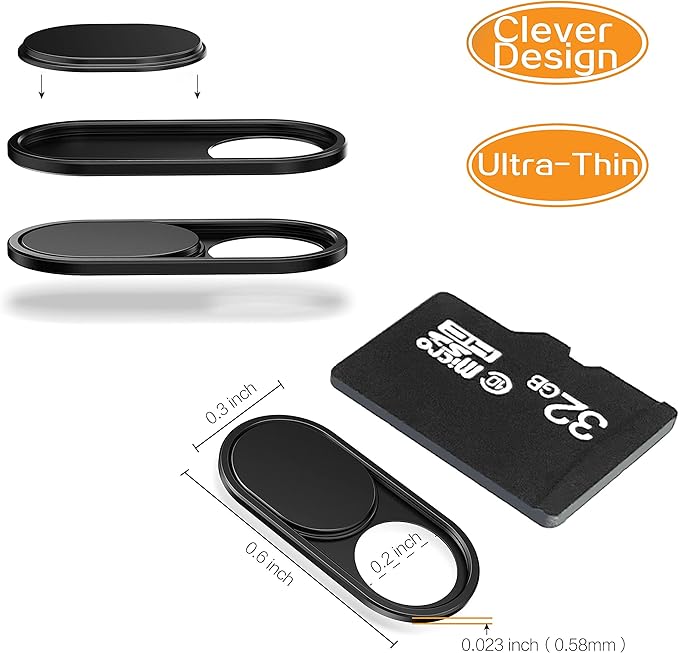 imluckies 3 Pack Webcam Cover Slide, 0.023 inch Ultra-Thin Metal Camera Cover for Laptop Computer, MacBook Pro/Air iMac iPad Tablet iPhone 8/7/6 Plus, Echo Show/Spot Web Camera Privacy Covers