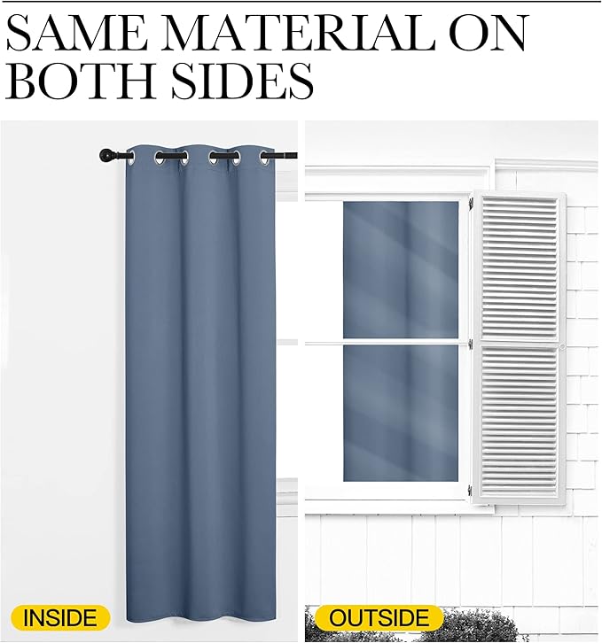 NICETOWN Thermal Insulated Curtains Blackout Draperies, Stone Blue, Set of 2, 29 by 40 inches Long, Window Treatment Solid Grommet Room Darkening Drape Panels for Bedroom