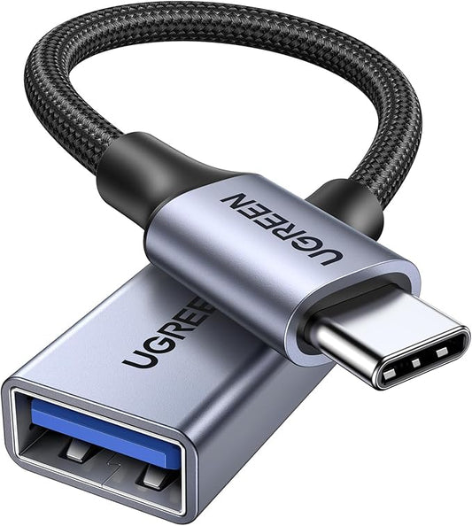 UGREEN USB C to USB 3.0 Adapter 5Gbps OTG Cable Type C Male to USB A Female Nylon Braided Aluminum Compatible with iPhone 15 Plus Pro Max MacBook Pro Air iPad Pro Galaxy S24 (Blue)