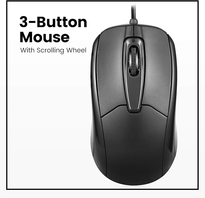 Perixx Perimice-209 P, Wired PS2 Mouse with 1000 DPI Resolution, Black, (10442)