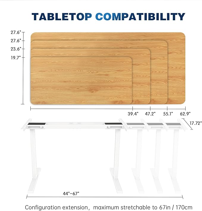 Dual Motor Standing Desk Frame, Electric Adjustable Legs, Workstation Desk Base, Sit stand desk frame, 3 Memory Height Settings, with Cable Management Tray, Headphone Hook
