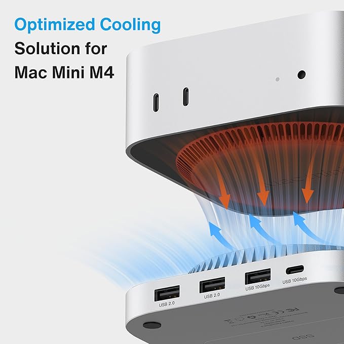 IVANKY 13-in-1 Mac mini M4 &M4 Pro (2024) Dock, Docking Station Stand with M.2 NVMe SSD Enclosure,4K@144Hz HDMI Hub, 10 Gbps USB A *2 +USB C *2, SD/TF, Audio Ports *2, 20W PD Power Adapter *1