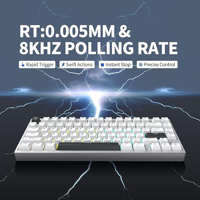 MG75PRO 81 Keys Wired Magnetic Switch Mechanical Keyboard, Hall Effect, 8KHZ/ARGB/CNC Aluminum, Gasket Structure Gaming Keyboard(Silver