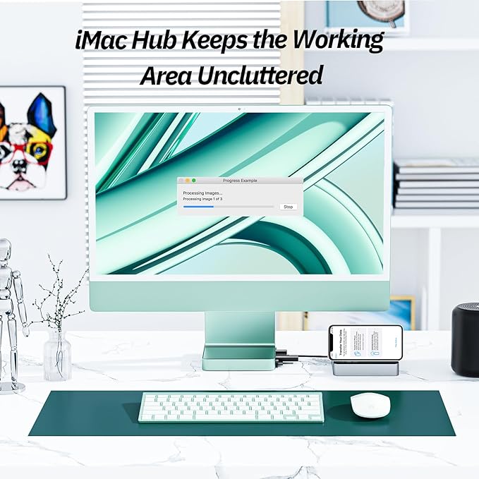 USB C Hub for iMac 24 inch 2021/2023/2024, Minisopuru iMac Hub Support M.2 NVMe SSD, iMac Accessories for iMac M1/M3/M4, iMac Adapter with USB A/C 10Gbps, SD/TF, M.2 SSD (Not Included), Green