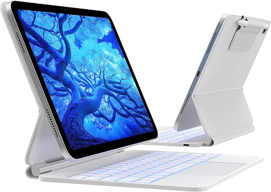 typecase Edge Keyboard Case for iPad 11th Gen A16 (2025) & 10th Gen 10.9" (2022) – Multi-Touch Trackpad, 11-Color Backlit Magic-Style Keyboard – Floating Magnetic Stand, Pencil Holder – Ivory White