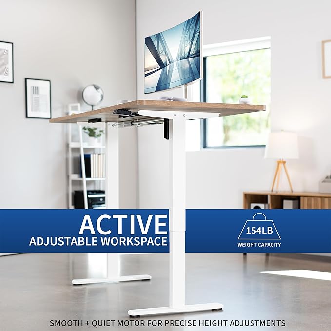 VIVO Electric 71 x 30 inch Stand Up Desk, Height Adjustable, Light Wood Top White Frame, Home and Office Furniture Sets, DESK-KIT-0W7C