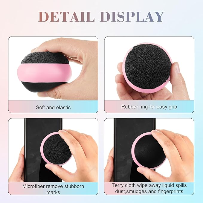 Suclain 4 Pack Touch Screen Cleaner Balls Phone Cleaning Ball Microfiber Touch Car Screen Glass Cleaner for Easter Computer Laptop Phone Monitor(Pink)