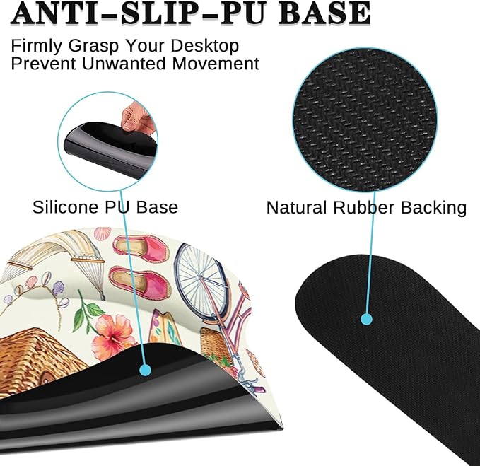Arttown Tropical Fruit Desk Mat Floral Colorful Mouse Pad Set 4 in 1 Ergonomic Design Large Mouse Pad + Keyboard Wrist Rest + Mouse Wrist Rest + Coaster Suitable for Home Office Study Game