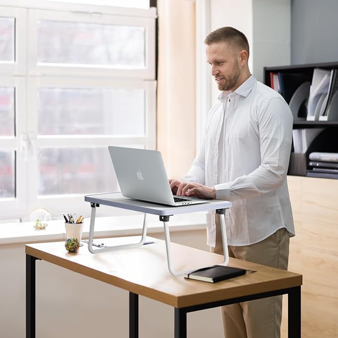 Lap Desks Laptop Tray for Bed or Couch, Breakfast Serving Tray with Folding Legs,Portable & Lightweight Mini Table, Laptop Stand for Working, Reading and Writing,White