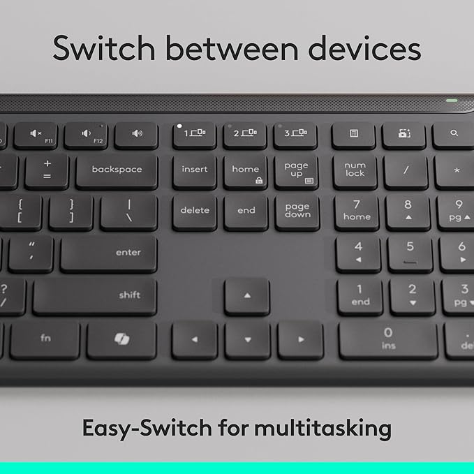 Logitech Signature Slim MK955 Combo for Business | Copilot Edition, Microsoft Copilot, Copilot in Windows, Wireless Keyboard and Mouse, Quiet Typing, Secure Receiver, Bluetooth, Windows - Graphite