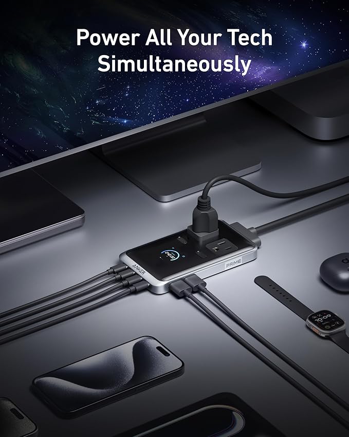 Anker Prime Charging Station, 240W 8-in-1 Power Strip, 5ft Detachable Extension Cord with Multiple Outlets, 2 AC, 4 USB C, 2 USB A, for iPhone, MacBook, Desk Accessories, Home Office (Not for Travel)