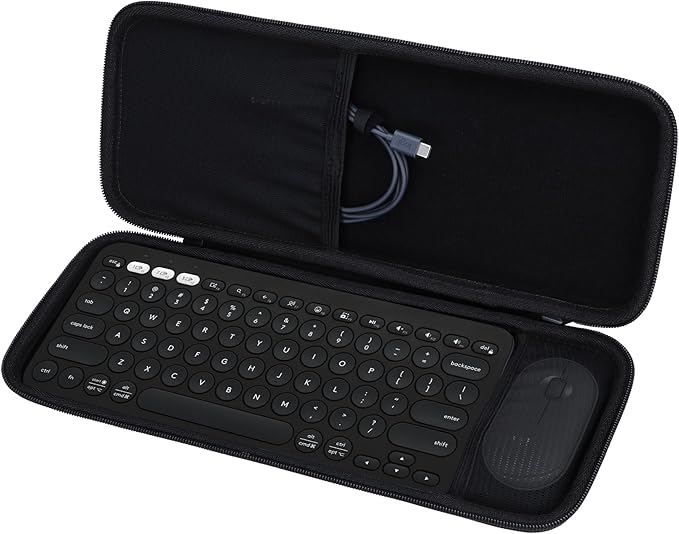 Lebakort Hard Carry Case Compatible with Logitech Pebble Keys 2 Combo K380s K380 Keyboard + M350 Pebble Mouse Combo (Black Case)